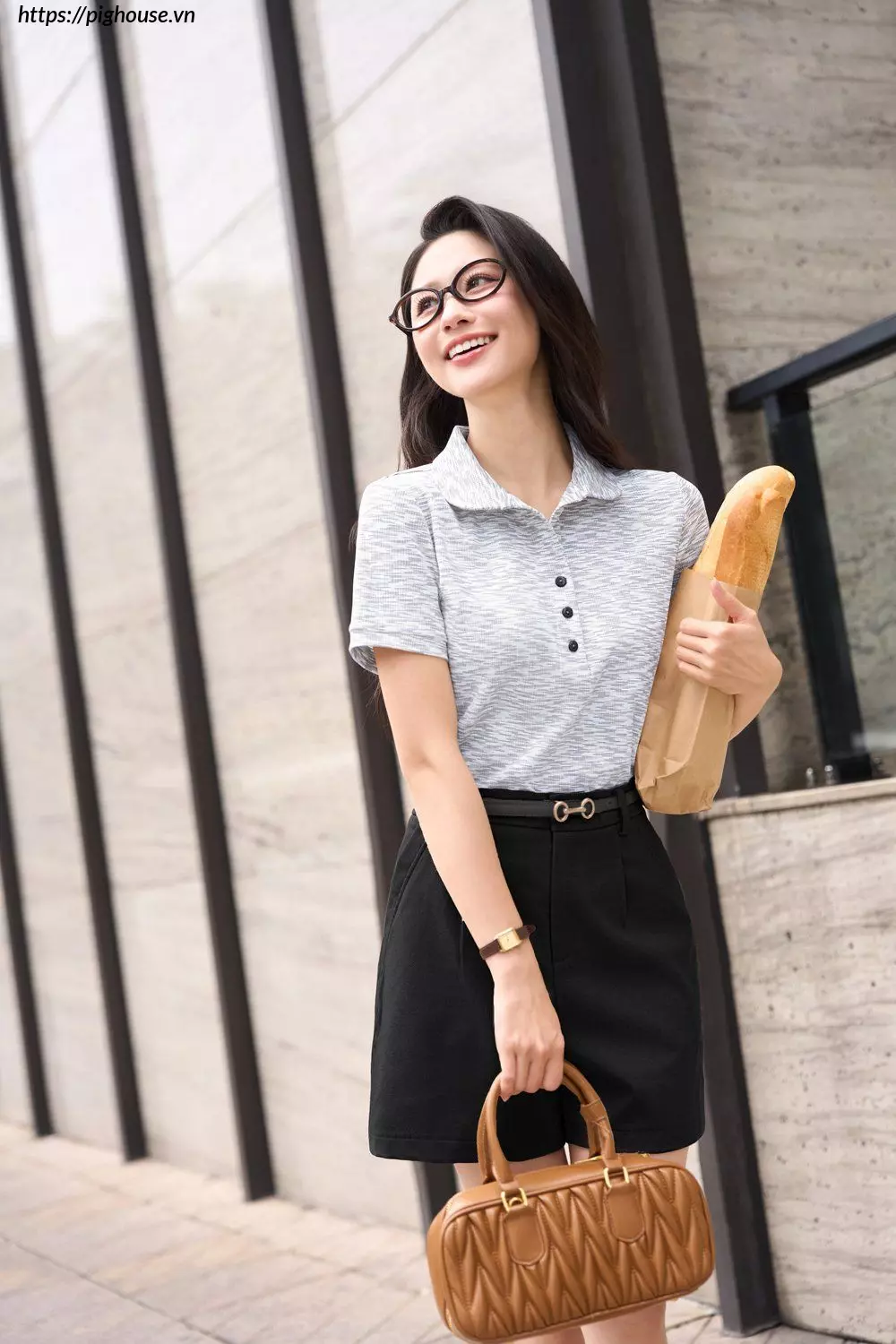 Polo tam cotton la co tron Cardina