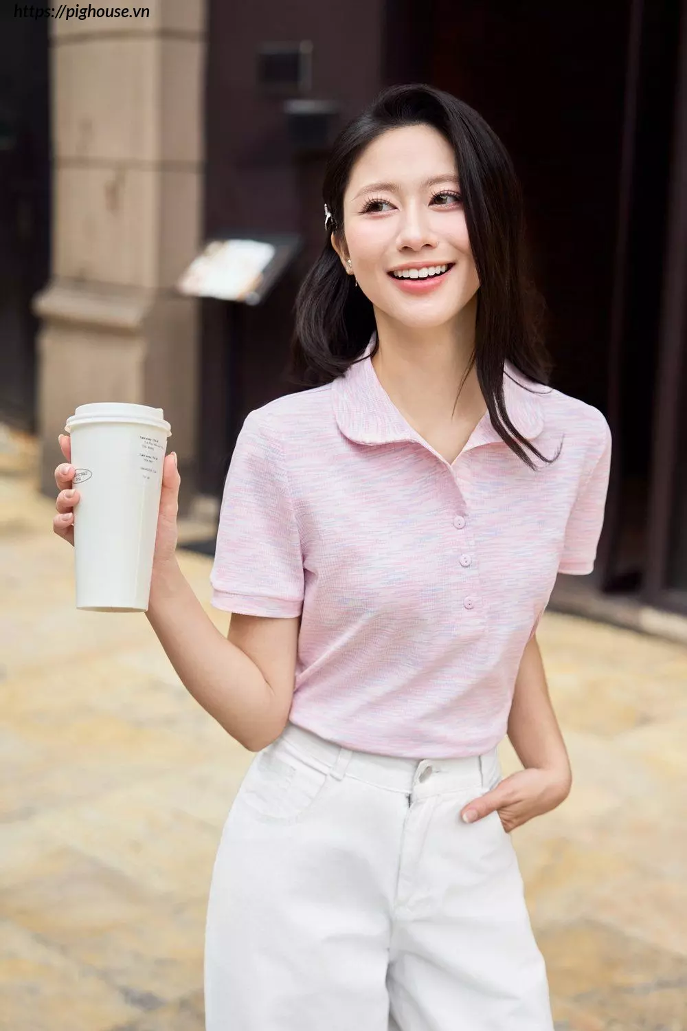 Polo tam cotton la co tron Cardina