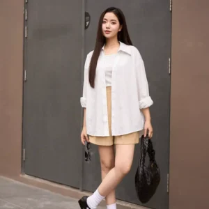 Áo Sơ Mi Nữ Cổ Đức Basic Cardina