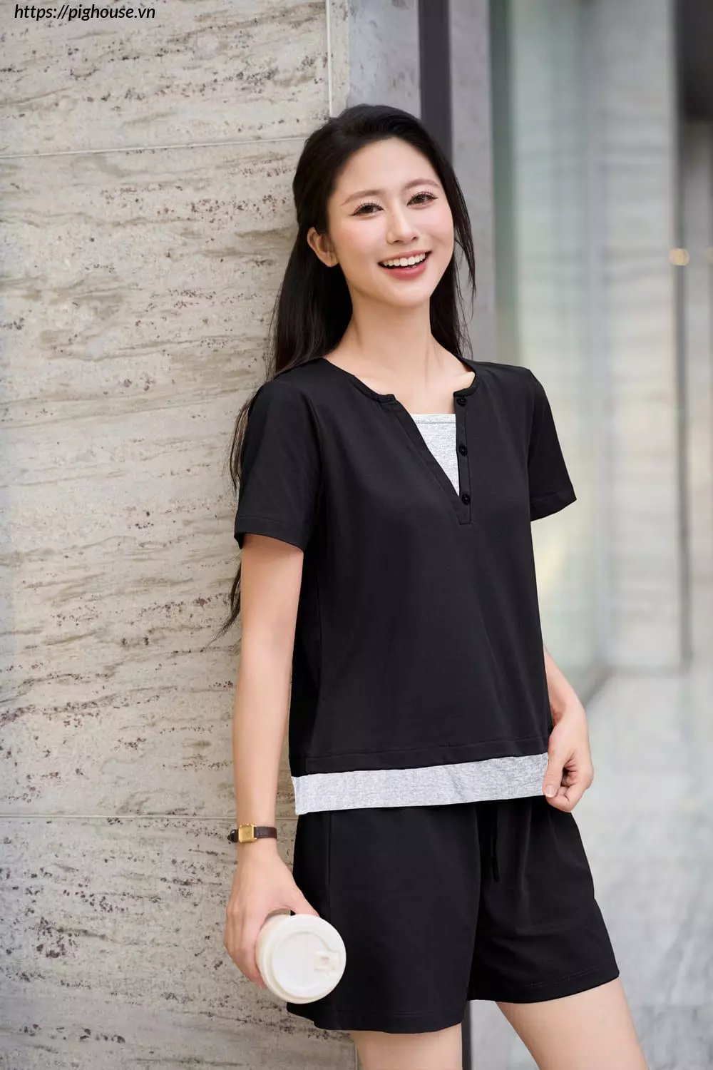 Bo dui cotton tay coc phoi gau cardina