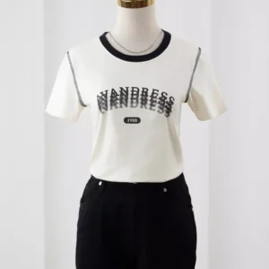 áo thun cotton phối cổ diễu chỉ cardina