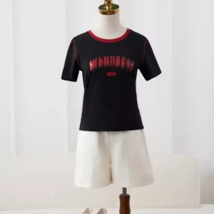 áo thun cotton phối cổ diễu chỉ cardina