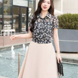 Ao so mi cong so hoa tiet thanh lich