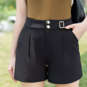 Quần Sooc Cạp Cao 2 Cúc Trẻ Trung