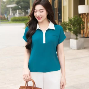 Ao so mi lua ngoc trai dang suong