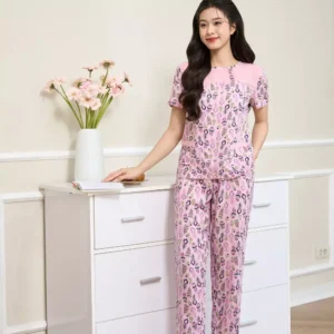 Bộ Lanh Quần Dài Phối Ngực Cardina Thoáng Mát