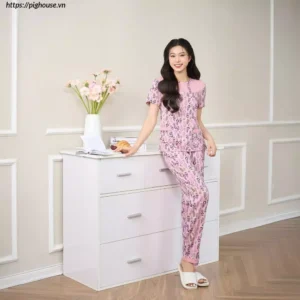 Bộ Lanh Quần Dài Phối Ngực Cardina Thoáng Mát