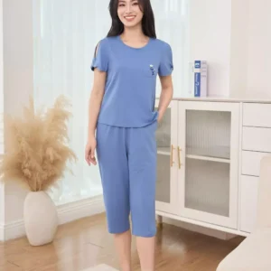 Bo cotton quan lung tay xoan cardina