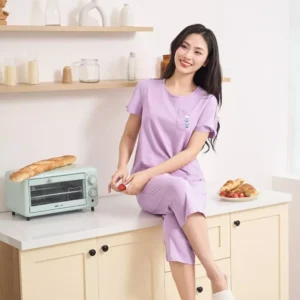 Bo cotton quan lung tay xoan cardina