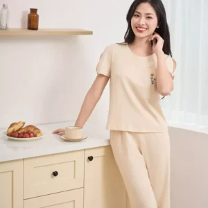 Bo cotton quan lung tay xoan cardina