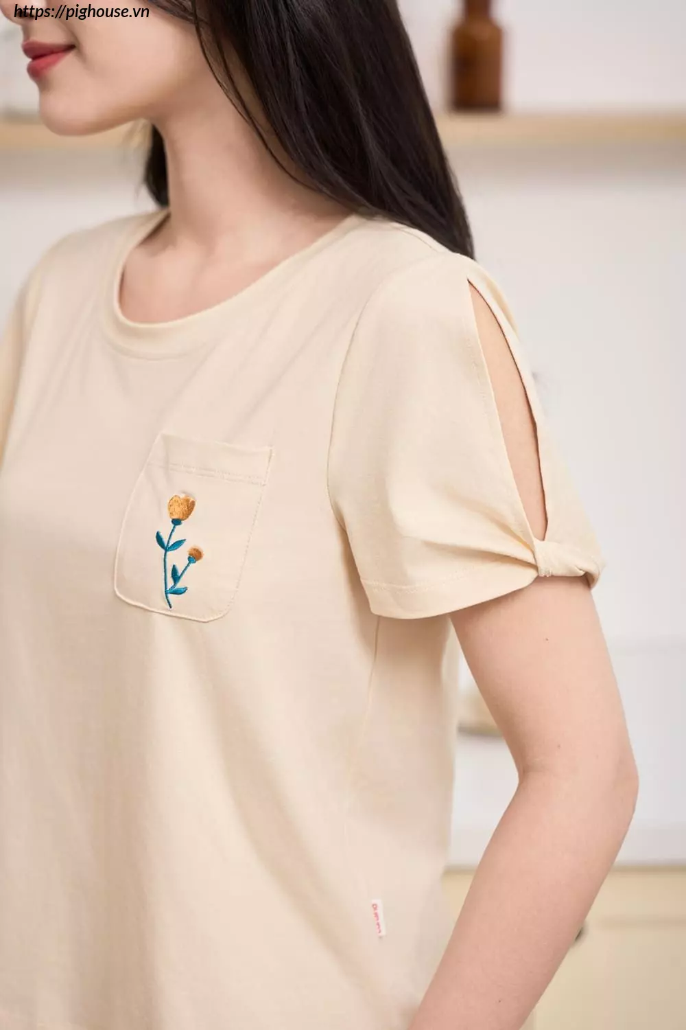 Bo cotton quan lung tay xoan cardina