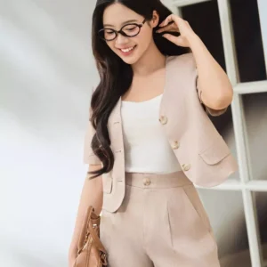 Quần Short Nữ Cạp Cao Xếp Ly Cardina