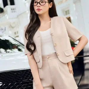 Quần Short Nữ Cạp Cao Xếp Ly Cardina