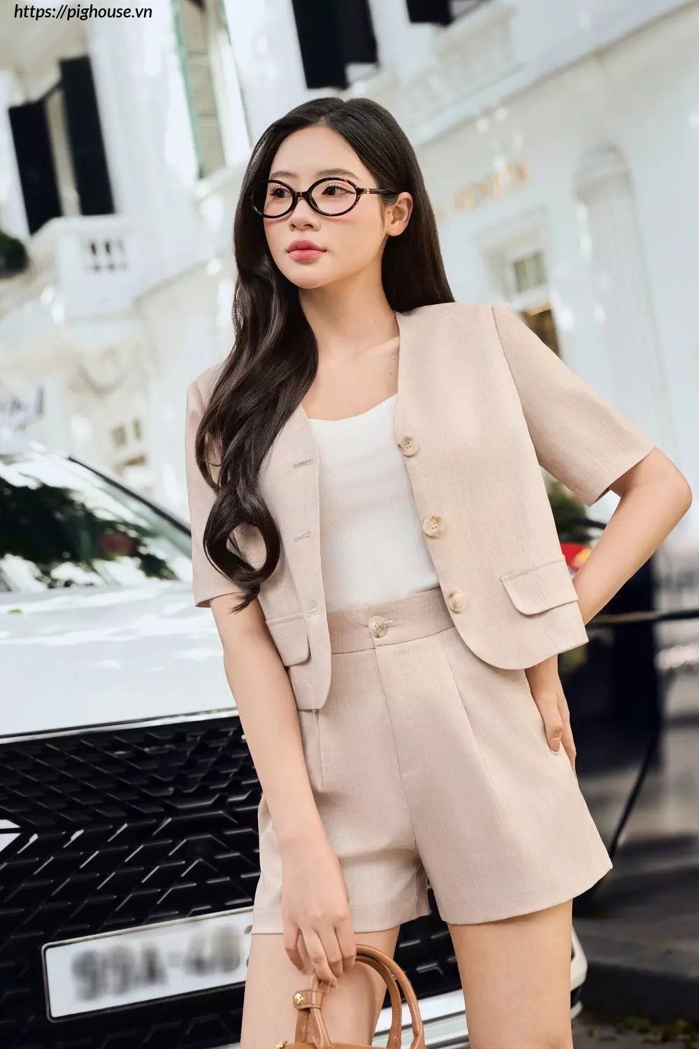 Quần Short Nữ Cạp Cao Xếp Ly Cardina