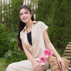 Đầm Đũi Suông Cổ Khoét Sâu Kèm Áo Quây