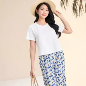 Bộ Cotton Suông Quần Baggy Vải Velo Mềm Mát