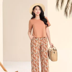 Bộ Cotton Suông Quần Baggy Vải Velo Mềm Mát