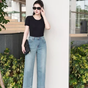 Quần Jeans Nữ Ống Suông Denim Cao Cấp