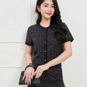 Set Tuytsi Quần Suông Phối Viền Cardina