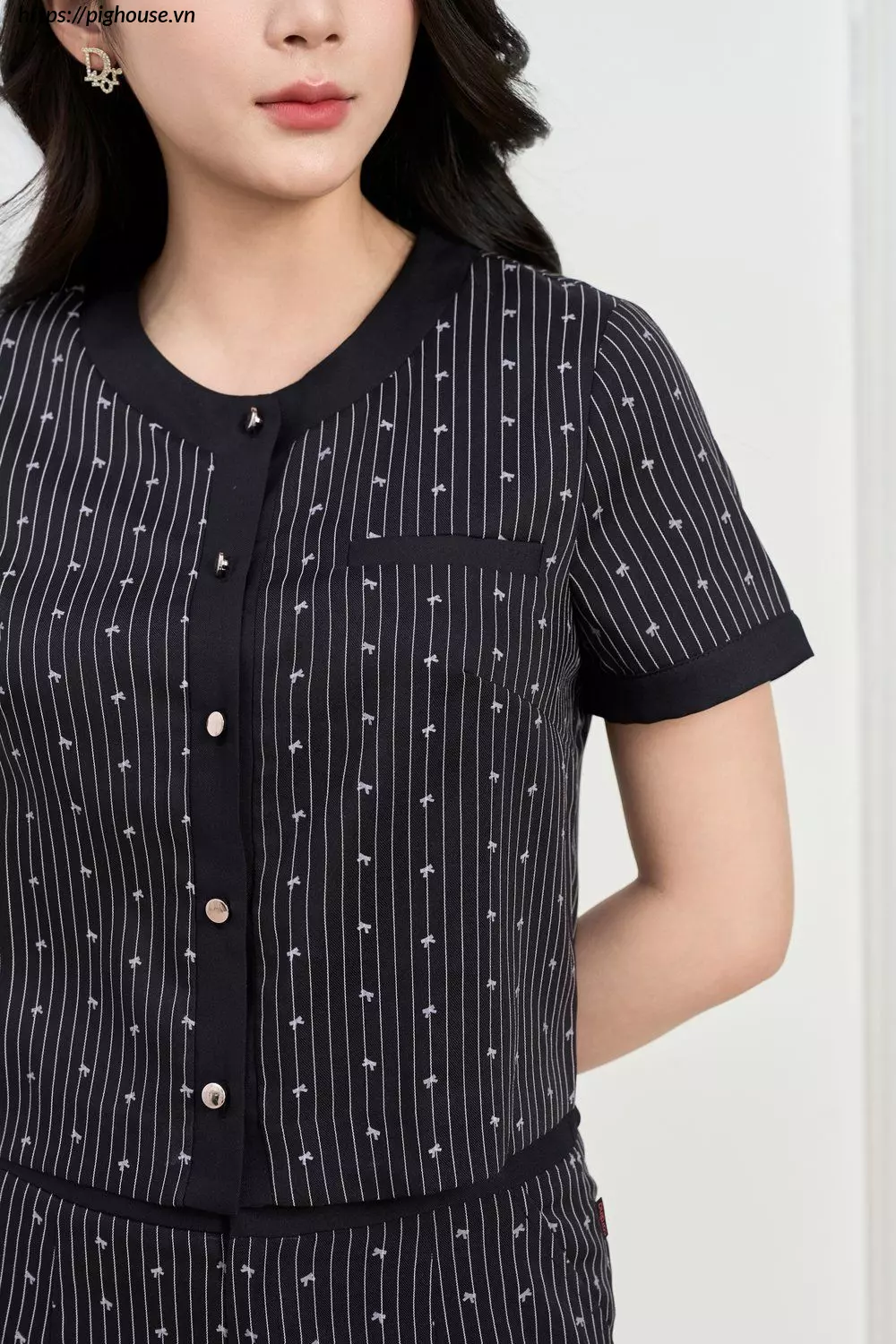 Set Tuytsi Quần Suông Phối Viền Cardina