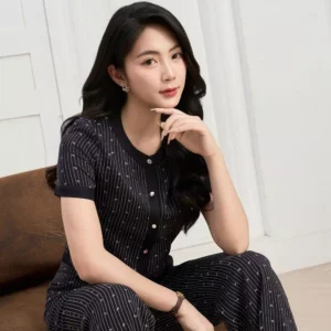 Set Tuytsi Quần Suông Phối Viền Cardina