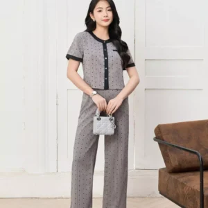 Set Tuytsi Quần Suông Phối Viền Cardina