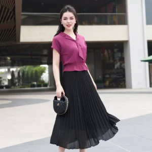 áo sơ mi lụa ngọc trai tay hến