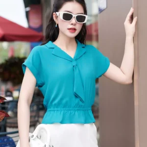 áo sơ mi lụa ngọc trai tay hến