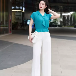 áo sơ mi lụa ngọc trai tay hến