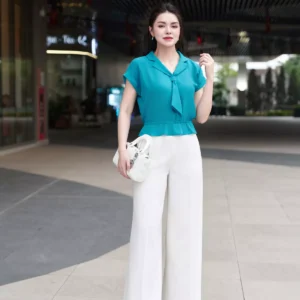 áo sơ mi lụa ngọc trai tay hến