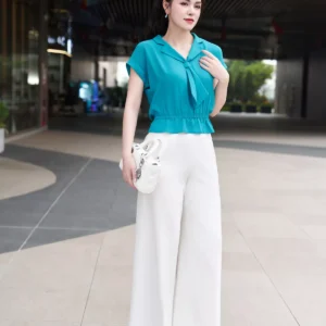 áo sơ mi lụa ngọc trai tay hến