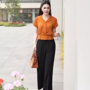 áo sơ mi lụa ngọc trai tay hến