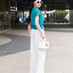 áo sơ mi lụa ngọc trai tay hến