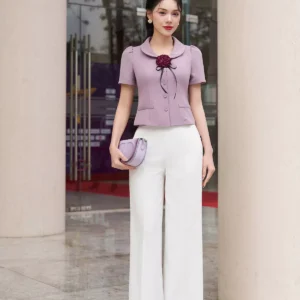 áo ký giả luperi tay ngắn cổ tròn thanh lịch