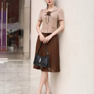 áo ký giả luperi tay ngắn cổ tròn thanh lịch