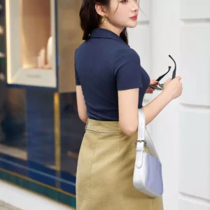 Chân váy jeans lưng cao tôn dáng