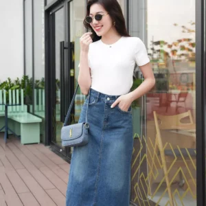 Chân váy jeans dáng A trẻ trung