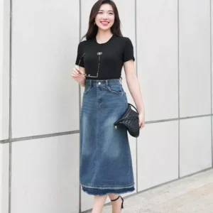 Chân váy jeans dáng A trẻ trung