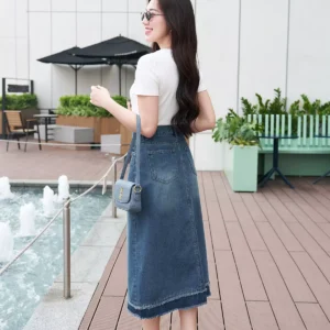 Chân váy jeans dáng A trẻ trung