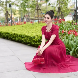 Váy Maxi Tơ Nhăn GRACEFUL PINK MX58