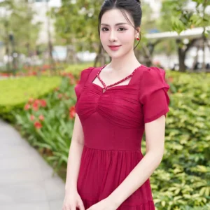 Váy Maxi Tơ Nhăn GRACEFUL PINK MX58