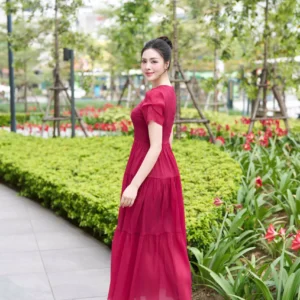 Váy Maxi Tơ Nhăn GRACEFUL PINK MX58