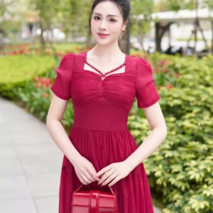 Váy Maxi Tơ Nhăn GRACEFUL PINK MX58