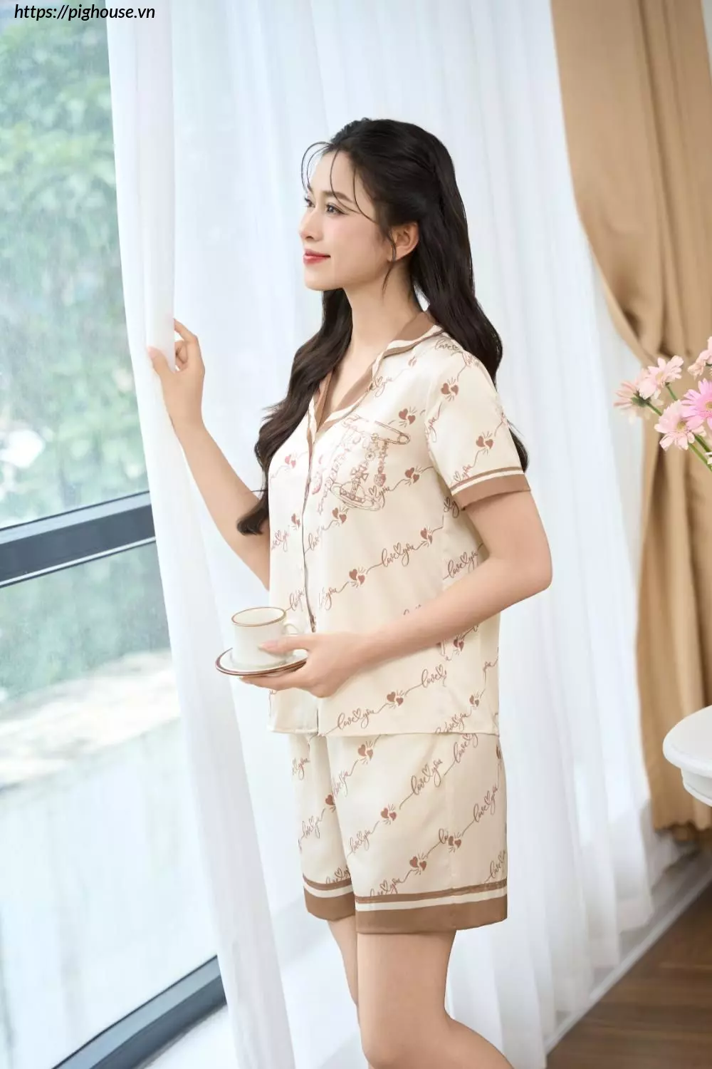 Pijama Lua Satin LOVE Mem Mai Cardina