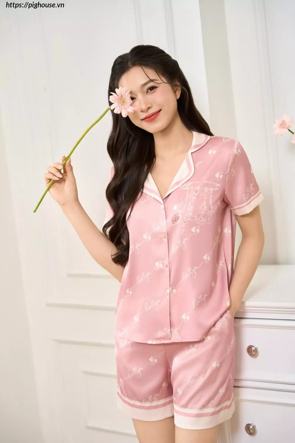 Pijama Lua Satin LOVE Mem Mai Cardina