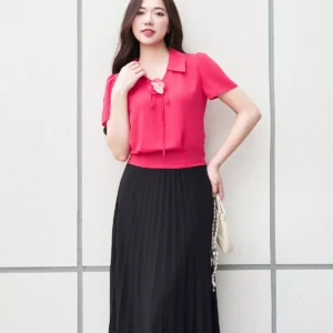 Áo sơ mi lụa họa tiết thanh lịch