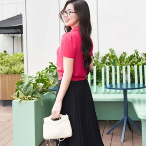 Áo sơ mi lụa họa tiết thanh lịch