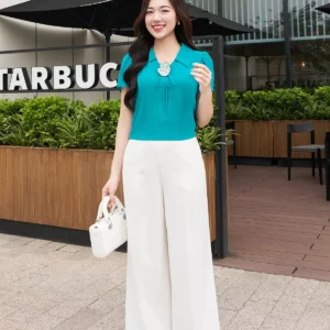 Áo sơ mi lụa họa tiết thanh lịch