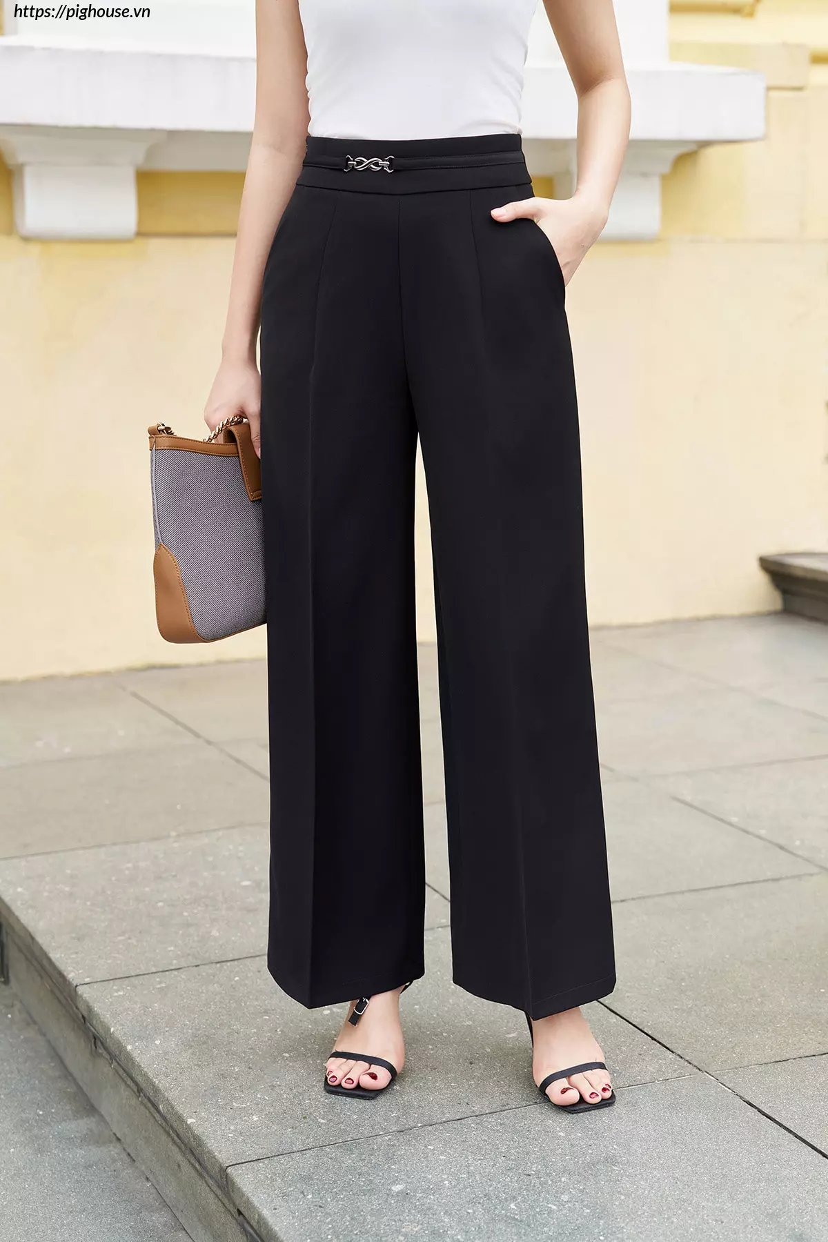 quần ống suông nữ lưng cao LFQD2143