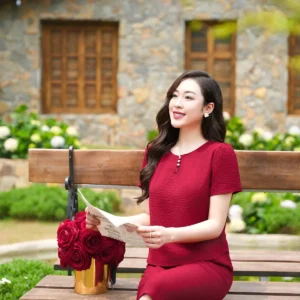 Bộ đồ mặc nhà đũi vân mây thoáng mát